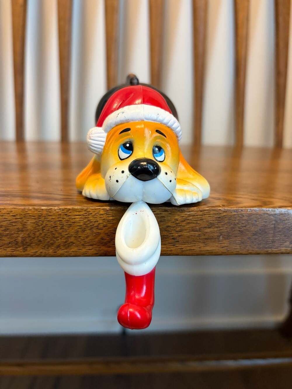 Vintage Christmas Basset Hound Stocking Holder Figurine